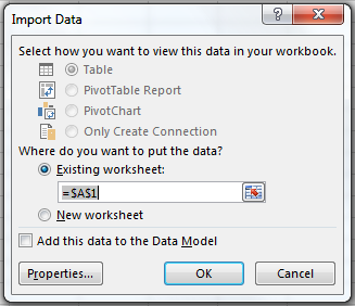 Select where to put the data