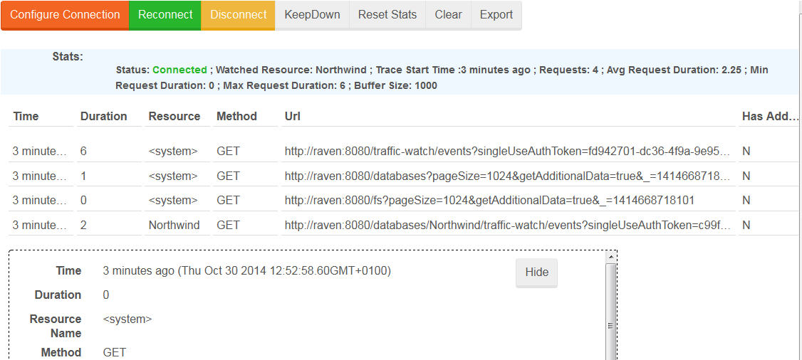 Figure 2. Manage Your Server. Traffic Watch. Log Entries