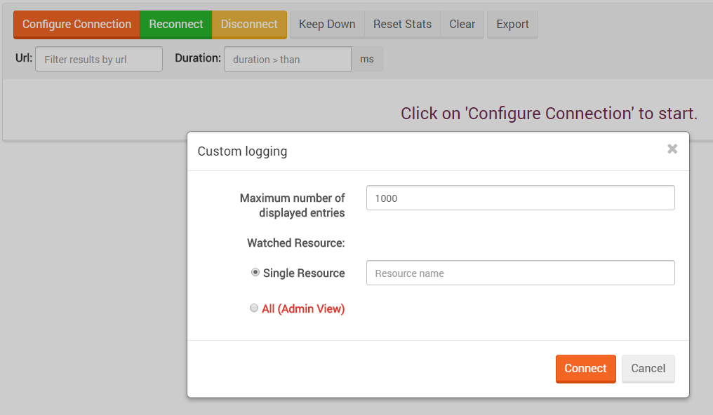Figure 2. Manage Your Server. Traffic Watch. Configure Connection