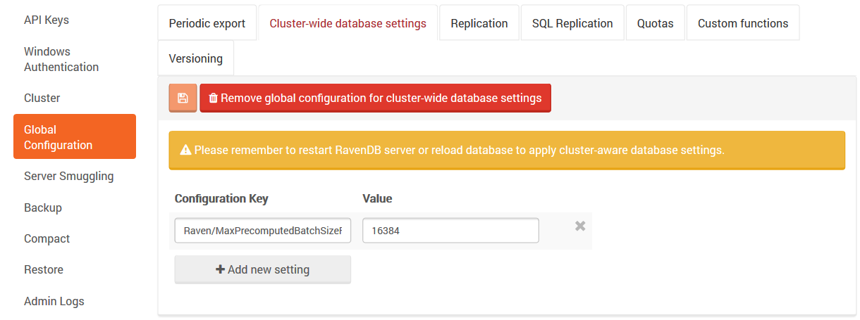Figure 2. Manage Your Server. Cluster Configuration.