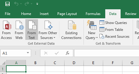 Importing data from text in Excel