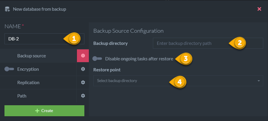 Figure 2. Backup Source Configuration