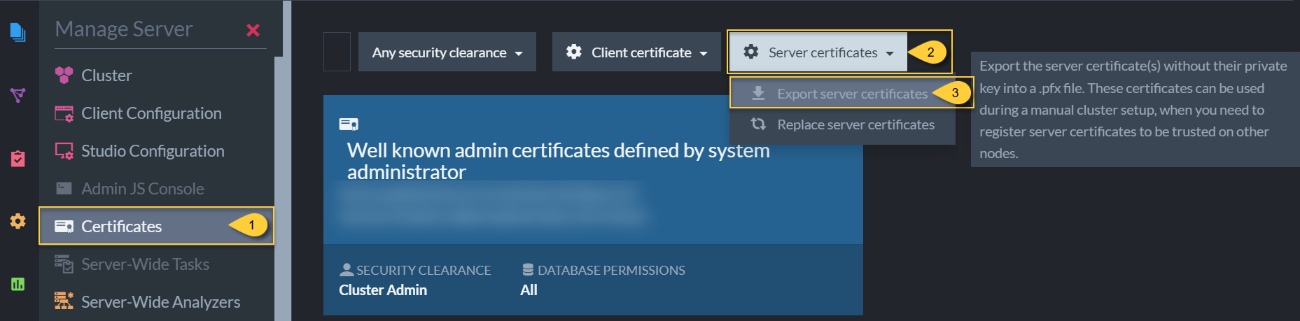 "Cluster Certificate"