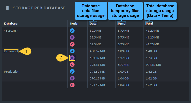 Storage Per Database Widget