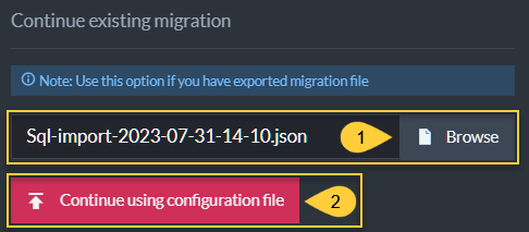 Use Existing Import Configuration