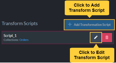 Add or Edit Transformation Script