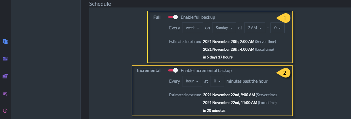 Scheduling Two Backups