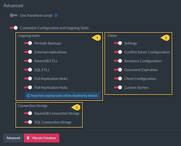 Advanced Import Options - Customize Configuration and Ongoing Tasks