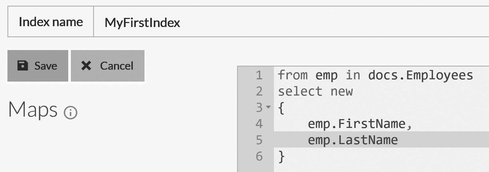 A simple index over the Employees collection