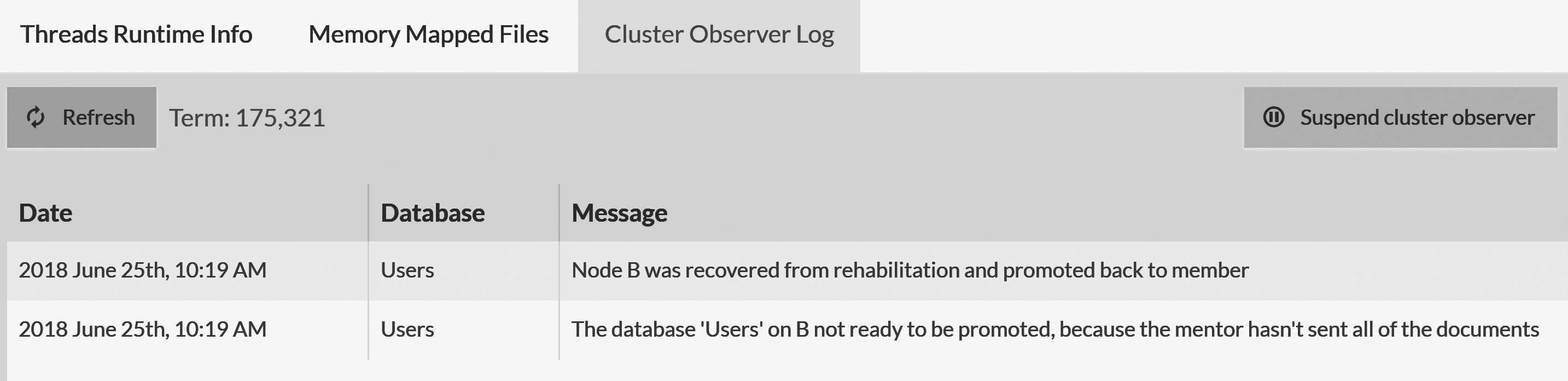 The cluster observer log explains how the cluster makes decisions.
